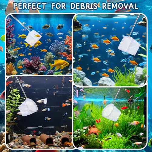 2-Pack Aquarium Fish Net - 3.3In & 2.6in Fishes Tank Shrimp Net Debris Cleaning Tools - Fast-Dry Mesh Scoop with Extendable Handle - Small Fish Net for Fish Tank for Shrimp & Bettas
