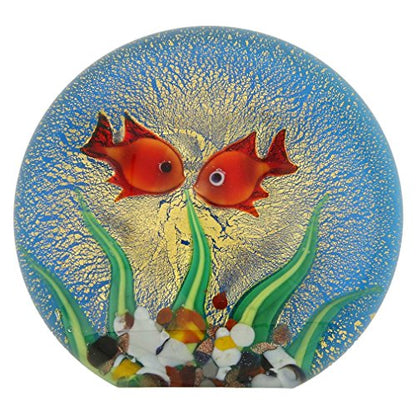 Glass Of Venice Murano Glass Aquarium With Goldfish and Sun