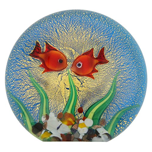 Glass Of Venice Murano Glass Aquarium With Goldfish and Sun
