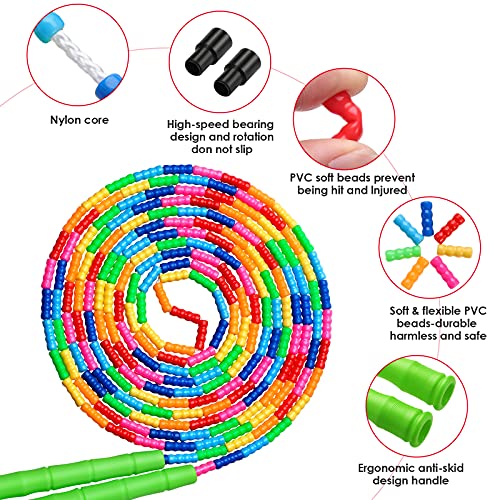 Double Dutch Jump Rope Long Jump Rope 16 FT 1 Pack/2 Pack, Adjustable Soft Beaded Diy Jump Rope for Kids Adult Long Enough for 5-6 Jumpers - color: Green-2 Pack