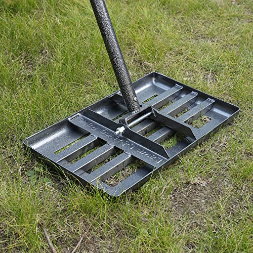 Lawn Leveling Rake,Stainless Steel Lawn Leveler with 18”x10” Ground Plate, 72” Adjustable Long Handle, Level Lawn Tool for Grass, Golf Field, Level Soil or Dirt Ground Surfaces