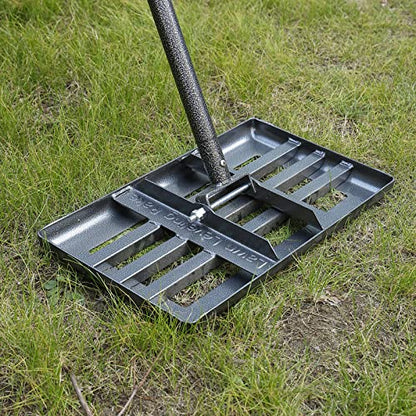 Lawn Leveling Rake,Stainless Steel Lawn Leveler with 18”x10” Ground Plate, 72” Adjustable Long Handle, Level Lawn Tool for Grass, Golf Field, Level Soil or Dirt Ground Surfaces