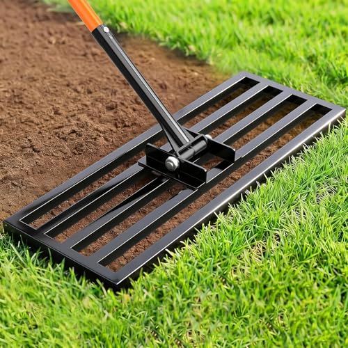 COZEER 30" x 10" Lawn Leveling Rake, Heavy Duty Stainless Steel Leveler Tool with 78" Adjustable Handle, Garden Yard Lawn Care for Garden, Golf Course, Farm and Pasture