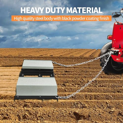 Drag Harrow Driveway Grader, 6FT Driveway Drag for Gravel Power Rake, Tow Behind Lawn Rake for ATV, UTV, Tractor, Mower, Yard Lawn Leveling Tool for Gravel, Sand, Soil and Hay