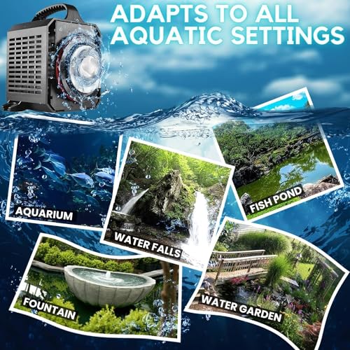Flexzion Submersible Aquarium Water Pump 1200GPH - High FQ Ultra-Quiet Adjustable Flow Fish Pond Pump for Fresh & Saltwater Tanks, Hydroponics & Outdoor Fountains with Nozzle Set - size: 1200GPH