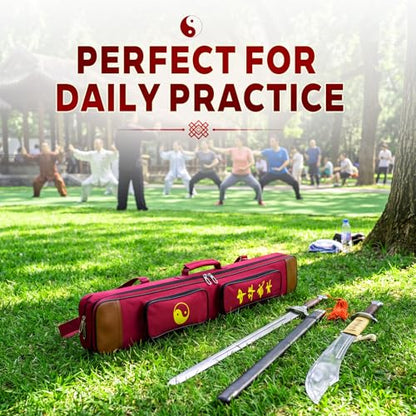 Tai Chi Sword Bag Double Layer with Adjustable Shoulder Strap - color: Red