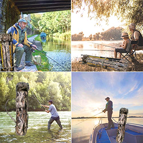 Allnice Durable Canvas Fishing Rod & Reel Organizer Bag Travel Carry Case Bag- Holds 5 Poles & Tackle