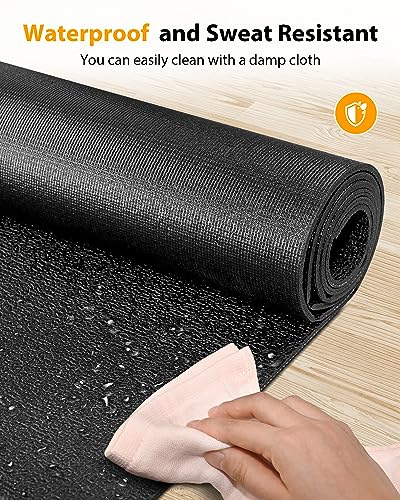 Foldable Rubber Treadmill Mat - Exercise Bike Mat with Waterproof | Non-Slip, Shock Absorption, Exercise Equipment Mat, Protect Floor, for Home Gym Workout, for Bike/Elliptical, Mat for Carpet - size: 68"L x 24"W x 0.2"Th