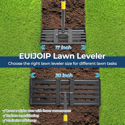 Lawn Leveling Rake 30"x10" for Lawn Care - 72" Extendable Stainless Steel Handle with Ergonomic Grip | Professional Grass Leveling Tool for Golf Courses, Soccer Fields, Backyard Turf Maintenance - size: 30x10", 72"
