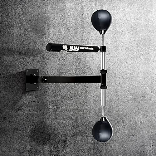 INNOLIFE Wall Mounted Boxing Spinning Bar with 2pcs Speed Ball - Black | Boxing Speed Trainer for MMA and Home Fitness