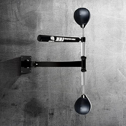 INNOLIFE Wall Mounted Boxing Spinning Bar with 2pcs Speed Ball - Black | Boxing Speed Trainer for MMA and Home Fitness