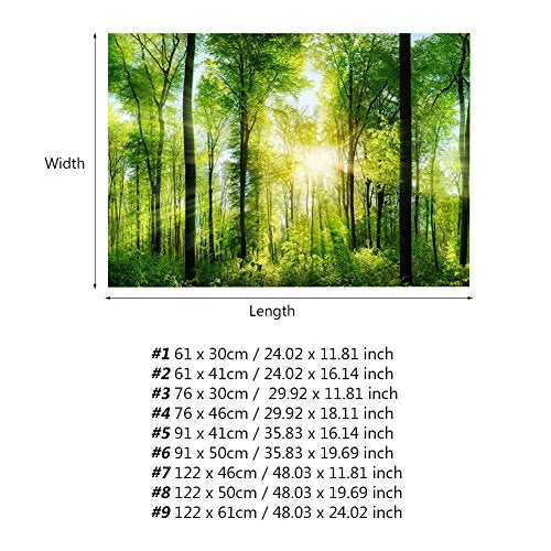 FILFEEL Aquarium Decor Background 3D Effect Fish Poster PVC Adhesive Decor Sticker Paper Cling Decals Sunshine and Forest (122 x 50cm)
