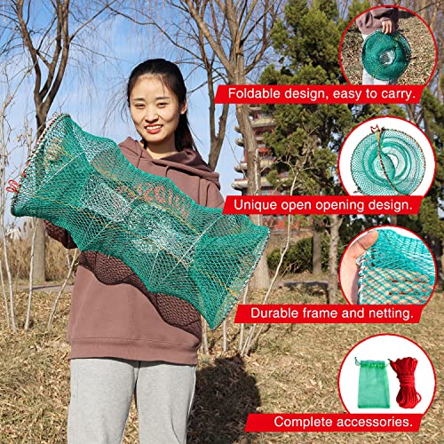 Crab Spring Trap 2 pcs - Bait Trap for Lobster, Crawfish, Shrimp, Portable Folding Collapsible Fishing Traps Nets Fishing Accessories - style: 2pcs X Spring Trap - Large