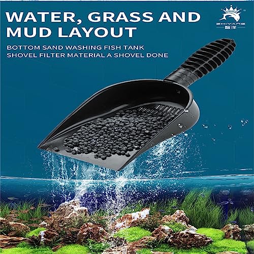 Thereisno Aquariums Gravel Sand Shovel Fish Tanks Cleaning Tool with Ergonomic Handle Aquariums Cleaning Scooper Sifter Cleaner