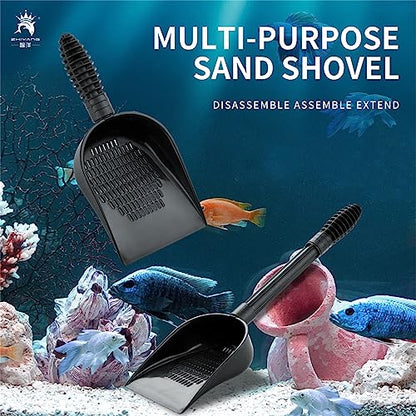 Thereisno Aquariums Gravel Sand Shovel Fish Tanks Cleaning Tool with Ergonomic Handle Aquariums Cleaning Scooper Sifter Cleaner