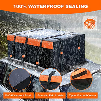 Car Roof Bag Rooftop Cargo Carrier Bag Waterproof 21 Cubic Feet roof Cargo | Soft Shell Luggage rack bag for All Vehicle with/Without Rack,Includes Anti-Slip Mat,10 Reinforced Straps,6 Door Hooks,Lock - size: 21 Cubic Feet