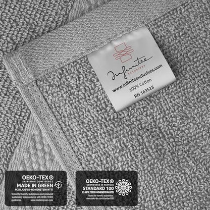 Infinitee Xclusives 100% Cotton Luxury Wash Cloths for Showering - 12 Pack - color: Charming Grey, size: Washcloths - 12 Pack