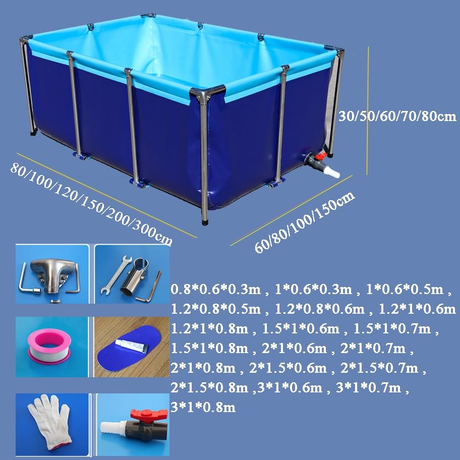 Portable Above Ground Canvas Fish Pond, Temporary Aquaculture Holding Tank for Koi & Turtles, Indoor/Outdoor Water Garden (3m x 1m x 0.7m) - size: 3*1*0.7m