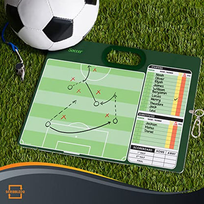 Soccer Dry Erase Coaching Board 15"x10.5" Whiteboard for Coaches - 2 Markers Included - Tactics Field Board for Soccer Coaching Equipment Accessories - Perfect Coach Gift