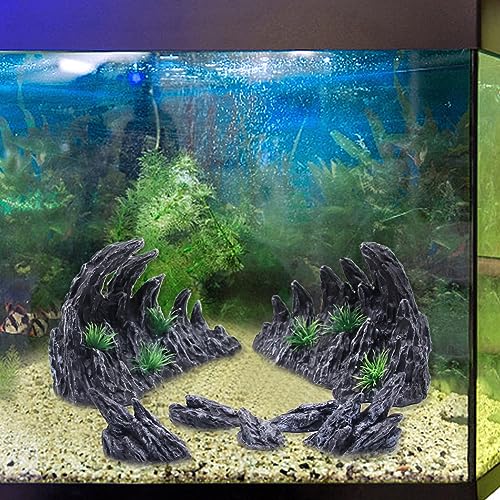 Fish Tank Decor Rocks Aquarium Ornaments, Jagged Canyon Rock Formation Aquarium Decoration Model Kits, Suitable for a Variety of Fish Tank Scenes