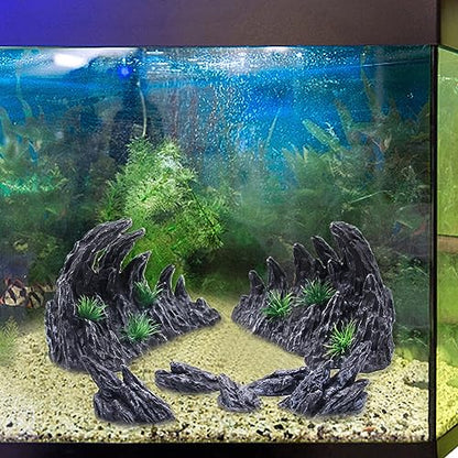 Fish Tank Decor Rocks Aquarium Ornaments, Jagged Canyon Rock Formation Aquarium Decoration Model Kits, Suitable for a Variety of Fish Tank Scenes
