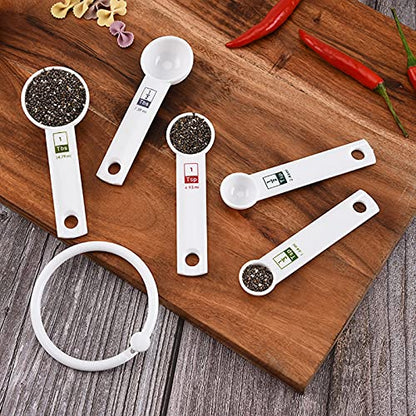 6 Pieces Measuring Spoon Set White Plastic Kitchen Measuring Tools Set for Kitchen Cooking Baking,1/4 Tsp,1/3 Tsp,1/2 Tsp,1 Tsp,1/2 Tbs,1 Tbs