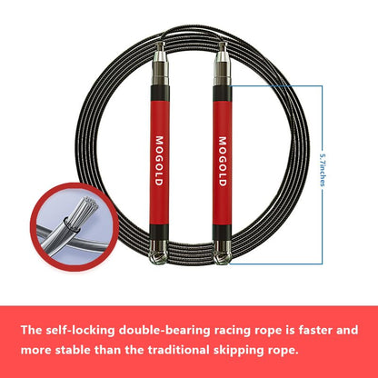 2-in-1 Speed Rope: 2mm for Boxing/MMA & 3mm for CrossFit - Tool-Free Adjustable Cable System with Dual Bearings - Sweatproof Hybrid Grip for High-Intensity Training - color: Red