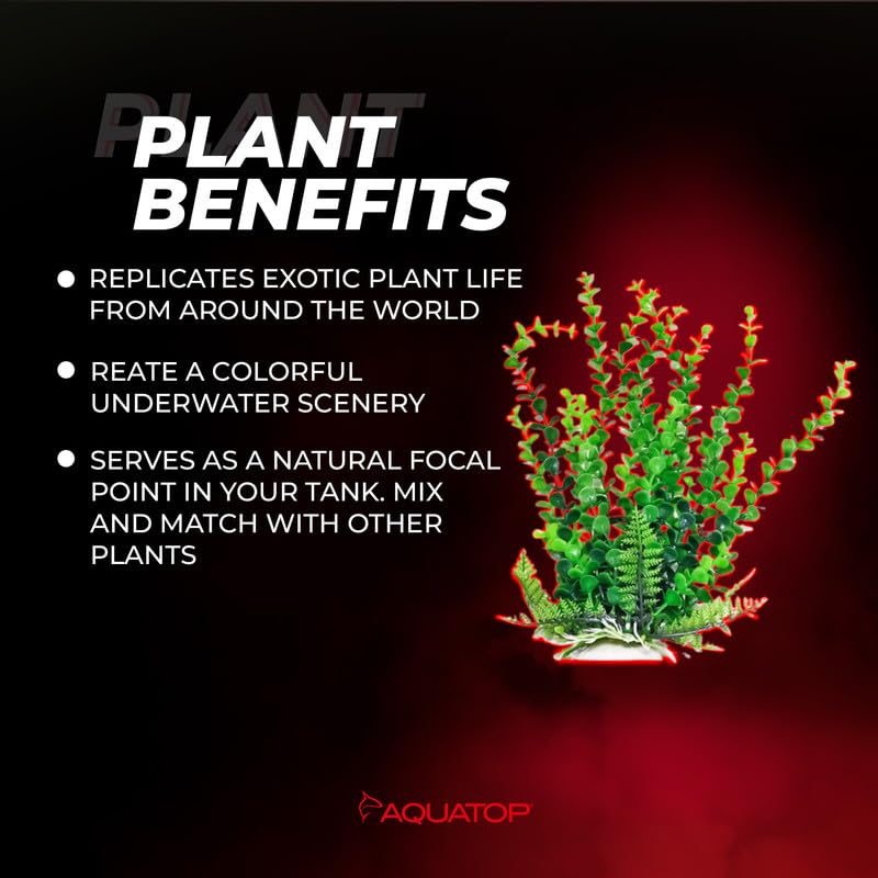 Aquatop 6" Artificial Bacopa Aquarium Plant with Weighted Base - Realistic Green Decoration for Freshwater & Saltwater Tanks, PD-BH31