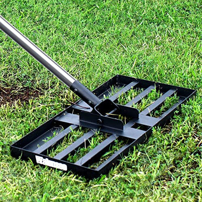 Walensee Lawn Leveling Rake, 17"x10" Heavy Duty Lawn Leveler Tool with 6.5FT Steel Handle, Levelawn Landscape Rake for Topdressing, Soil, Sand, Dirt, Small Yard, Garden, Golf Course - size: 6.5FT 17"x10"