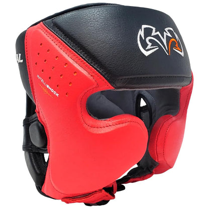 RIVAL Boxing RHG10 Intelli-Shock Headgear, D3O Front and Side Padding, Hook and Loop Back Adjustment with Lace on Top, and Anatomical Rear Head Pad Every Time - color: Black/Red, size: X-Large
