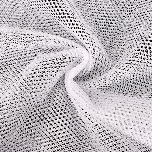 FSWCCK White Mesh Fabric, 62 x 59 Inch Soft Mesh Netting Slightly Stretchy for Shopping Bag, Backpack Pocket and Straps and Netting Clothes (White) - color: White
