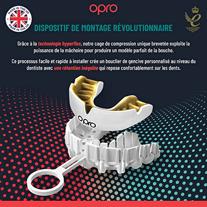 OPRO Youth Instant Custom Fit Moldable Mouth Guard, Dentist Level - color: Dark Blue/Gold, size: Youth (Under 10)