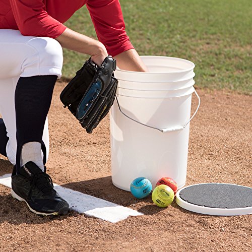 Champion Sports 6 Gallon Bucket with Padded Soft Seat Lid - Durable Construction - Balls Not Included - Ideal for Baseball, Softball, T-Ball, Practice Balls, and Lacrosse – White - color: White