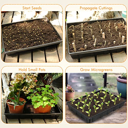 Gardzen 10 Pack Seed Trays, Reusable Plant Grow Trays, Ideal for Seed Starting, Microgreens, Indoor Gardening, and Greenhouse Plant Nurseries - No Drain Holes, 17.3" x 13" - size: 17.3" x 13"