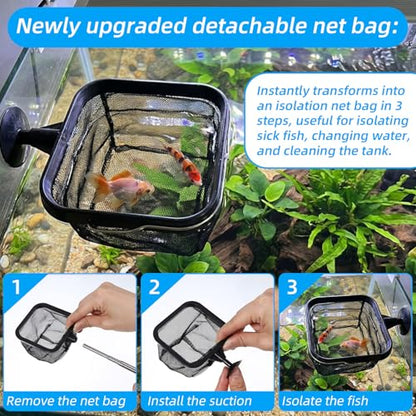 Aquarium Shrimp Net, 3 PCS Small Fish Nets for Fish Tank with Long Extendable Stainless Steel Handle, 3.15 Inch Round+Square Fine Mesh Net for Fishes Shrimp Tank Pond Creek Food Residue Debris
