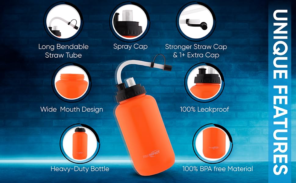 Squeezable Water Bottle with Bendable Long Straw and Spray cap - LDPE BPA Free Plastic - Hydration for Baseball Hockey Gym MMA Yoga Boxing Cycling Softball Football Lacrosse (35.5 Oz.) - color: Black