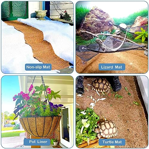 16x80 Inch Natural Coco Liner Roll Coconut Coir Liner for Planters, Coconut Fiber Mat, Flower Basket Garden Decor, No-Slip Ice and Snow Carpet Mats Reptile Animal Pet Pad Liner