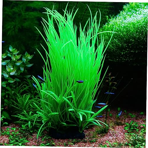balacoo Green Lifelike Aquatic Scallion Grass for Fish Tank Decoration Realistic Artificial Water Plants with Base for Aquarium Landscape Simulated Scenery