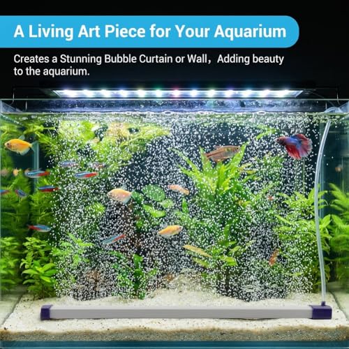 13.8 Inch Aquarium Bubble Strip, Bubble Curtain Wall Aquarium Air Stone Kit, Quiet Oxygen Diffuser, Fish Tank Bubbler Decorations for Freshwater Saltwater