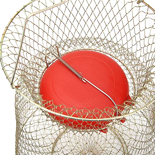 Portable Fishing Cage , Stainless Steel Mesh Fishing Bait Storage Cage , to Floating Fish Basket with Floating Bowl , for Outdoor Fishing(33cm in Diameter)