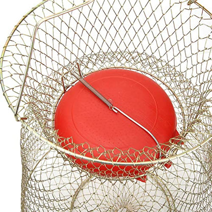 Portable Fishing Cage , Stainless Steel Mesh Fishing Bait Storage Cage , to Floating Fish Basket with Floating Bowl , for Outdoor Fishing(33cm in Diameter)