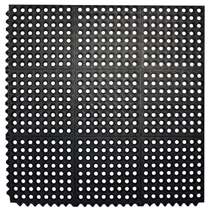 Envelor Interlocking Rubber Floor Tiles with Drainage Holes Anti Fatigue Garage Floor Mat Non Slip Wet Area Mat for Bar, Kitchen, Restaurant, Outdoor, Modular Snap Together 4-Pack, 36 x 36 inches - size: 36 x 36 Inches, 4 Pack