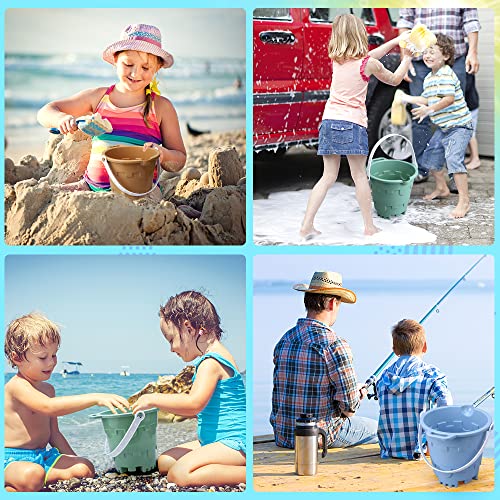 Jumbo Avocado Castle Model Beach Gear 7" Large Sand Buckets Pails Beach Water Pool Gardening Bath Toy Environmentally ABS Durable Thick Plastic Complete Gift Set Bundle for Kids Boys Girls - style: Avocado