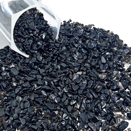 Kaiyuan Dynasty 460g Black Aquarium Gravel Rocks, 5-7mm Polished Natural Tumbled Crystal Chips Bulk, Decorative Pebbles for Fish Tank, Turtle Tank, Crafts & Home Decoration - color: Black, size: 1LB
