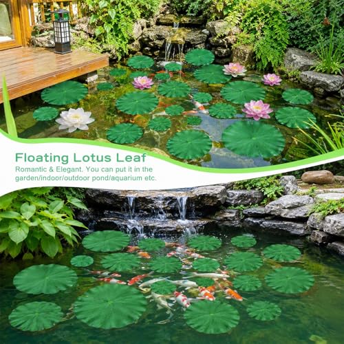 16 Pcs Lily Pad Decor, Lily Pad, Artificial Floating EVA Lotus Leaves for Koi Fish Pool Patio Aquarium (Green)