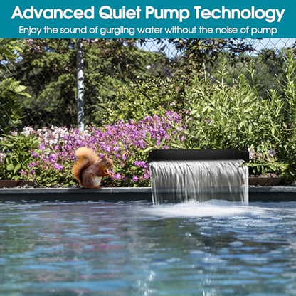 Pond Waterfall Spillway with Pump Kit, 304 Stainless Steel Pond Waterfall, Pond Spillway with 9.8FT Corrugated Tubing for Garden,Water Features (8“)-P42 - size: 8INCH