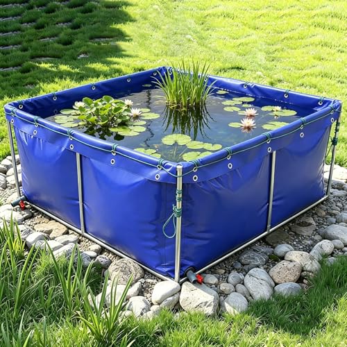 Water Storage Bag, Large Aquaculture Fish Pond, Above-Ground Canvas Fish Pond Reservoir 3×3×0.8m 3×3×1.2 m, for Fish & Shrimp Farming, Portable Swimming Pool(3x3x0.8m)
