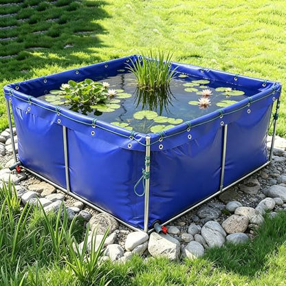 Water Storage Bag, Large Aquaculture Fish Pond, Above-Ground Canvas Fish Pond Reservoir 3×3×0.8m 3×3×1.2 m, for Fish & Shrimp Farming, Portable Swimming Pool(3x3x0.8m)
