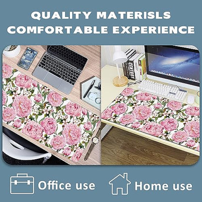 Large Mouse Pad Peony Flowers and Sakura Extended Gaming Mouse Pad Desk Mat Stitched Edges Mousepad Non-Slip Rubber Base Keyboard Pad for Laptop Computer PC 35.4 x 15.7 inches