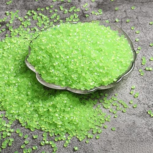 1000pcs/bag Garden Landscaping Aquarium Scenery Decoration, 25g Vases Decorative Night-Light Plastic Resin Fluorescent Particles, Dark Green - color: Dark Green Fluorescent Particles